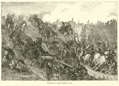 Heranbringen der preußischen Geschütze, August 1870 von English School