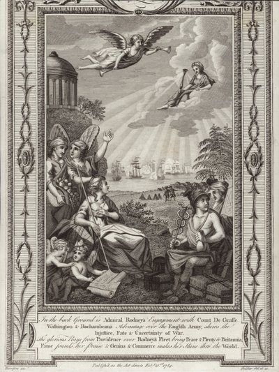 Sieg des britischen Admirals George Rodney über die französische Flotte unter dem Kommando des Comte de Grasse in der Schlacht von Les Saintes, Amerikanischer Unabhängigkeitskrieg, 1782 von English School