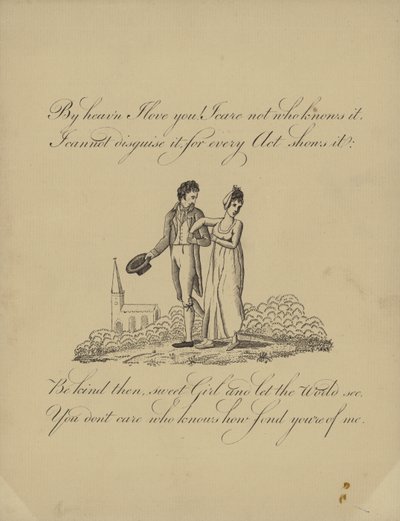 Britische Valentinskarte mit einem Bild eines Mannes und einer Frau, die Arm in Arm gehen von English School