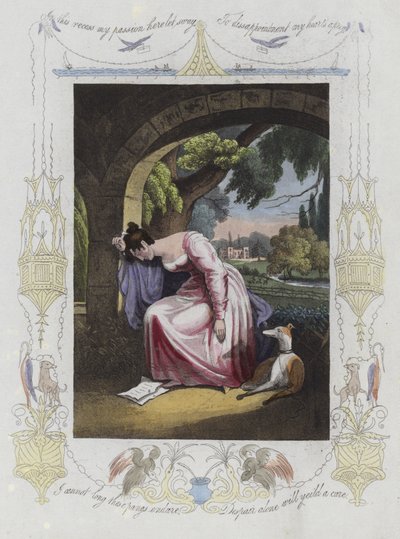 Britische Valentinskarte mit einem Bild einer weinenden Frau von English School