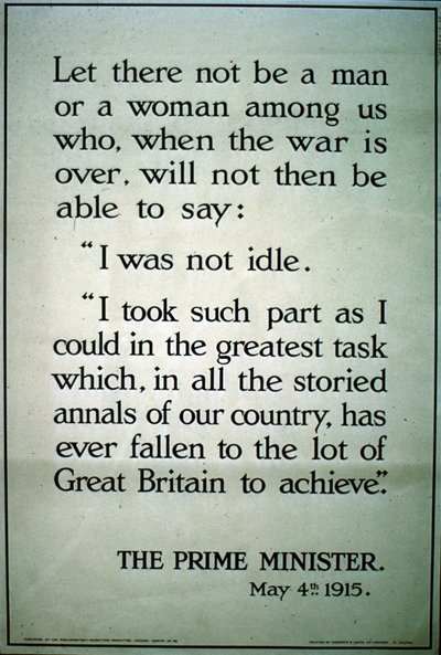 Britisches WWI Rekrutierungsplakat, 1915 von English School