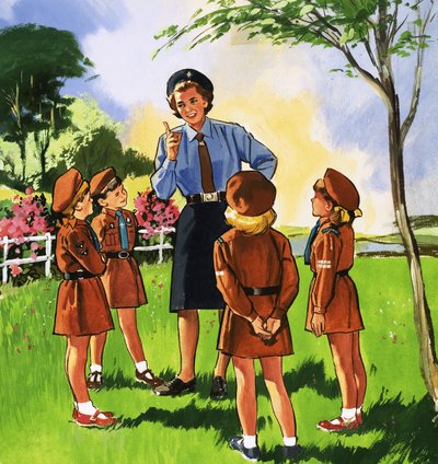 Braune Eule und ihre Brownie-Gruppe von English School