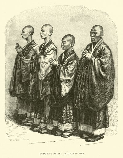 Buddhistischer Priester und seine Schüler von English School