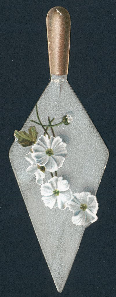 Maurerkelle und Blumen, Weihnachtskarte von English School