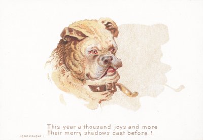 Bulldogge und Schatten, Weihnachtskarte von English School