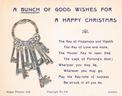 Schlüsselbund, Weihnachtskarte von English School