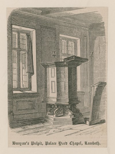 Bunyans Kanzel, Palace Yard Chapel, Lambeth von English School