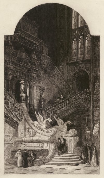 Kathedrale von Burgos, geätzt von C O Murray, nach David Roberts von English School