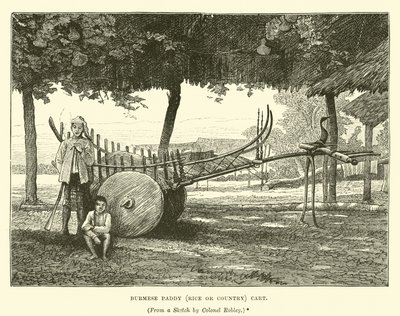 Burmesischer Paddy-Wagen (Reis- oder Landwagen) von English School