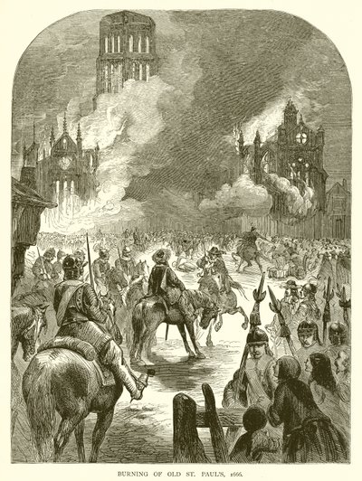 Brand von Old St. Pauls, 1666 von English School