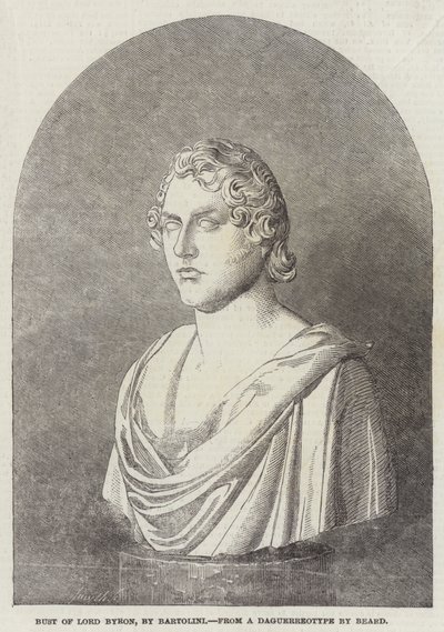 Büste von Lord Byron, von Bartolini (Gravur) von English School