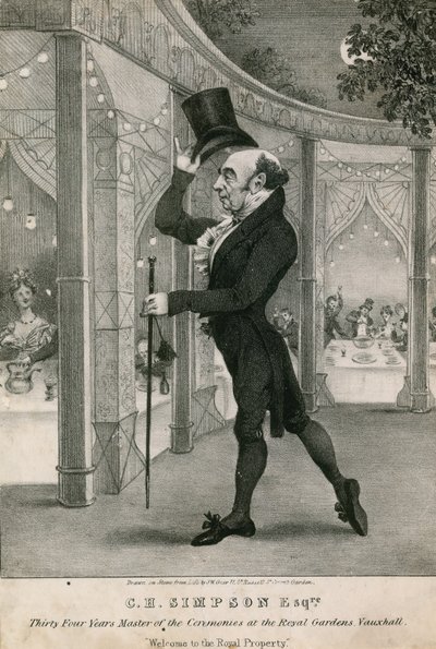 C H Simpson, vierunddreißig Jahre Zeremonienmeister in den Royal Gardens, Vauxhall, London von English School