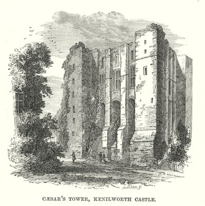 Cäsars Turm, Kenilworth Castle (Gravur) von English School