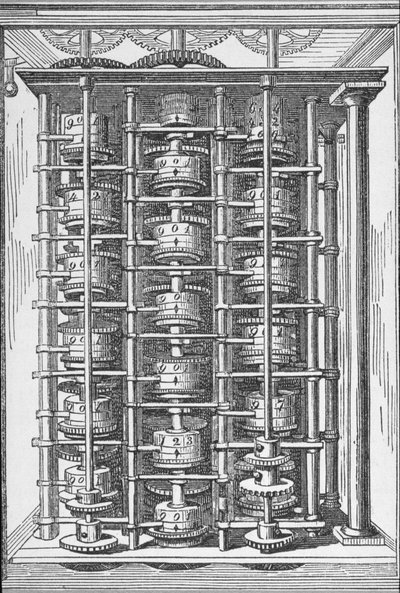 Rechenmaschine bekannt als die Differenzmaschine aus der Enzyklopädie der nützlichen Künste & Manufakturen, herausgegeben von Charles Tomlinson, ca. 1880er Jahre von English School