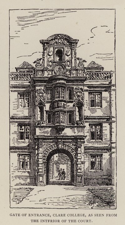Cambridge: Eingangstor des Clare College, gesehen vom Innenhof von English School