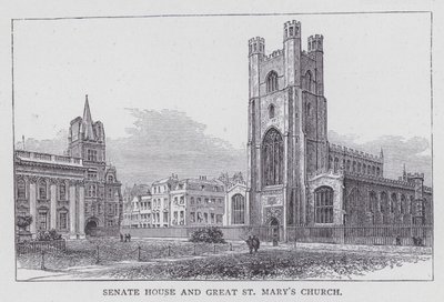 Cambridge, Senatshaus und Große St. Marienkirche (Gravur) von English School
