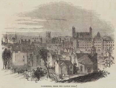 Cambridge, vom Castle Hill (Stich) von English School
