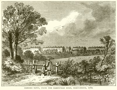 Camden Town, von der Hampstead Road, Marylebone, 1780 von English School