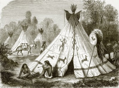Lager der Comanche-Indianer von English School