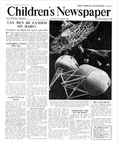 Kann der Mensch auf dem Mars landen, Titelseite von 