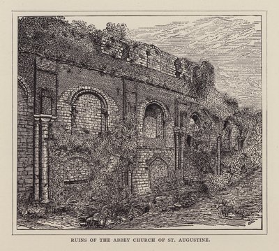 Canterbury: Ruinen der Abteikirche von St. Augustine (Lithographie) von English School
