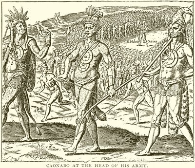 Caonabo an der Spitze seiner Armee von English School