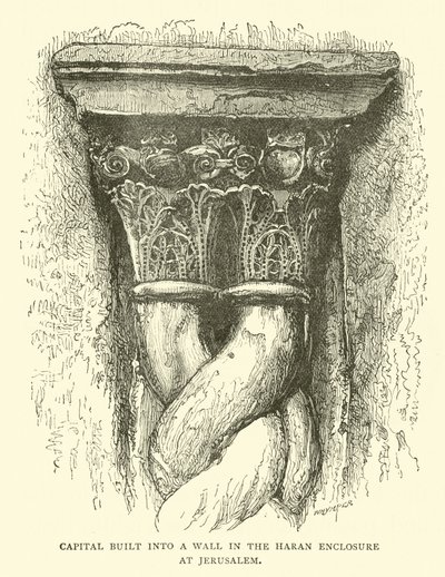 Kapitel in eine Mauer im Haran-Gehäuse in Jerusalem eingebaut von English School