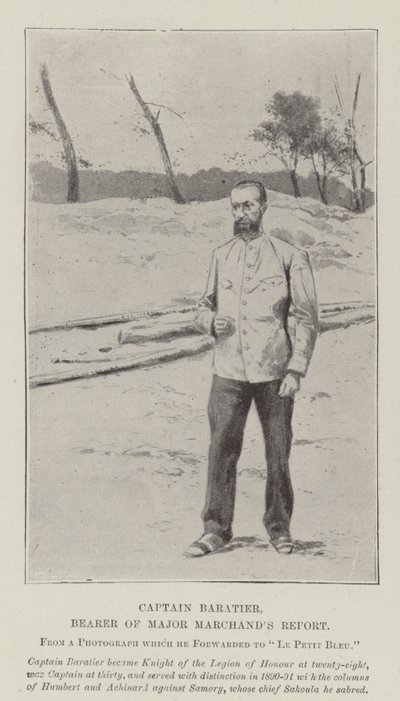 Kapitän Baratier, Überbringer des Berichts von Major Marchand (Lithografie) von English School