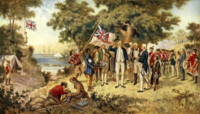 Kapitän Cook nimmt Besitz von New South Wales, 1770 von English School