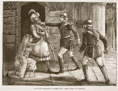 Captain Hodson verhaftet den König von Delhi, Illustration aus Cassells Illustrierter Geschichte Englands von English School