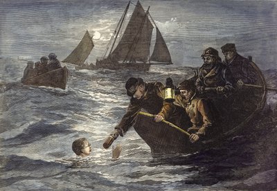 Captain Webbs Versuch, den Ärmelkanal zu durchschwimmen, heißer Kaffee im Mondlicht von English School