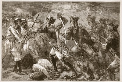 Captain Yorke führt den verzweifelten Angriff bei Masulipatam, Illustration aus Cassells Illustrierter Geschichte Indiens von James Grant, veröffentlicht 1879 von English School