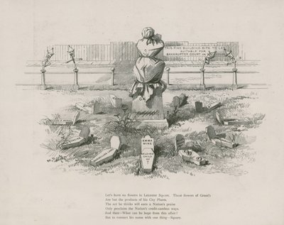 Karikatur, Satire auf Albert Grant, die Gräber repräsentieren seine dubiosen Spekulationen von English School