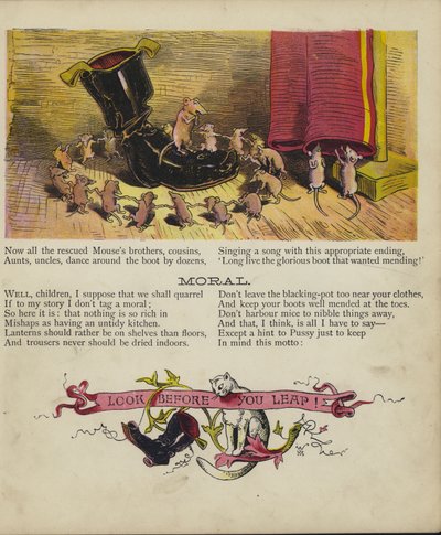 Katze und Maus (Farblithografie) von English School
