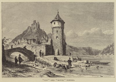 „Katzen-“ und „Mäuseturm“ (Stich) von English School