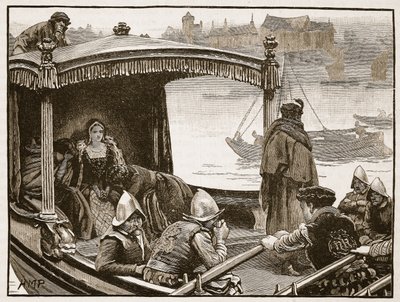 Catherine Howard wird zum Tower gebracht, Illustration aus Cassells Illustrierter Geschichte Englands von English School