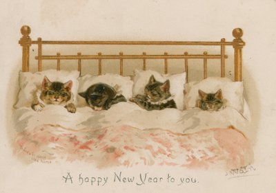 Schlafende Katzen von English School