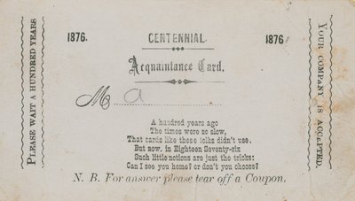 Centennial Bekanntschaftskarte von English School