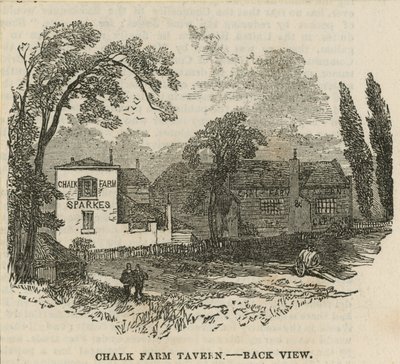 Chalk Farm Taverne, London, Rückansicht von English School