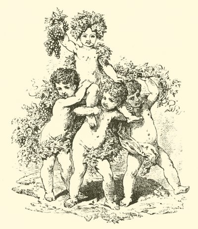 Champagne, allegorische Figuren (Stich) von English School