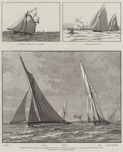 Kanalwettkampf des New Thames Yacht Club, Southend nach Harwich, Start vom Southend Pier (Stich) von English School