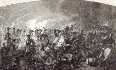 Angriff der schweren Brigade von Lord Somerset bei Waterloo und totale Niederlage der französischen Armee, Illustration aus 