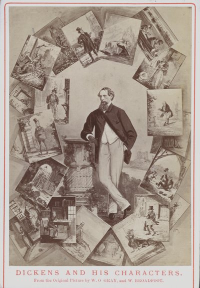 Charles Dickens und seine Charaktere, nach dem Originalbild von W O Gray und W Broadfoot von English School