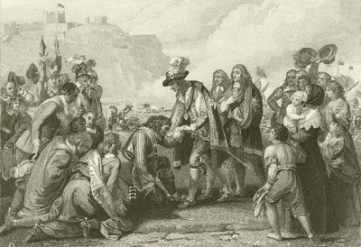 Karl II. landet in Dover von English School