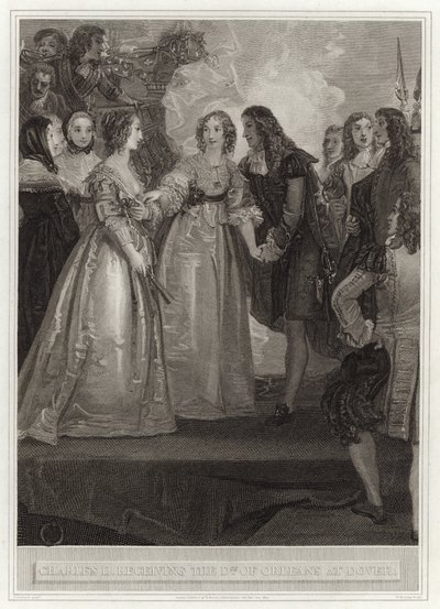 Charles II empfängt die Herzogin von Orléans in Dover von English School