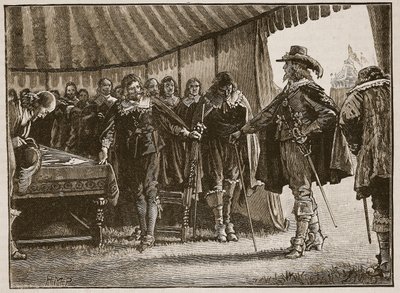 Charles und die schottischen Kommissare, Illustration aus Cassells Illustrierter Geschichte Englands von English School