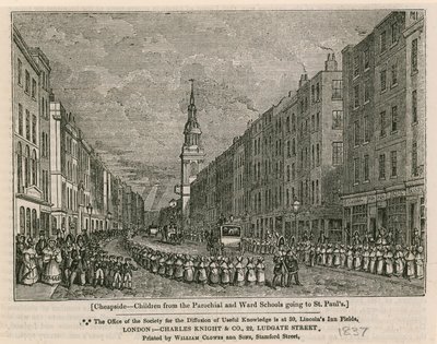 Cheapside - Kinder aus den Pfarr- und Bezirksschulen gehen zur St. Pauls, 1837 von English School
