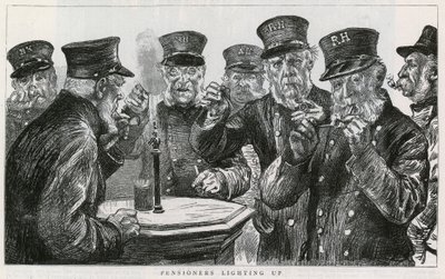 Chelsea-Pensionäre beim Anzünden von English School