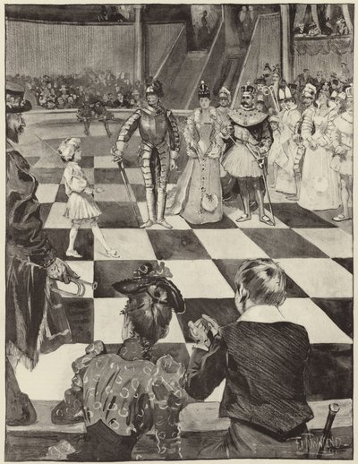 Schachturnier mit lebenden Figuren im Henglers Circus von English School