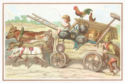 Kind fährt Wagen, Weihnachtskarte von English School